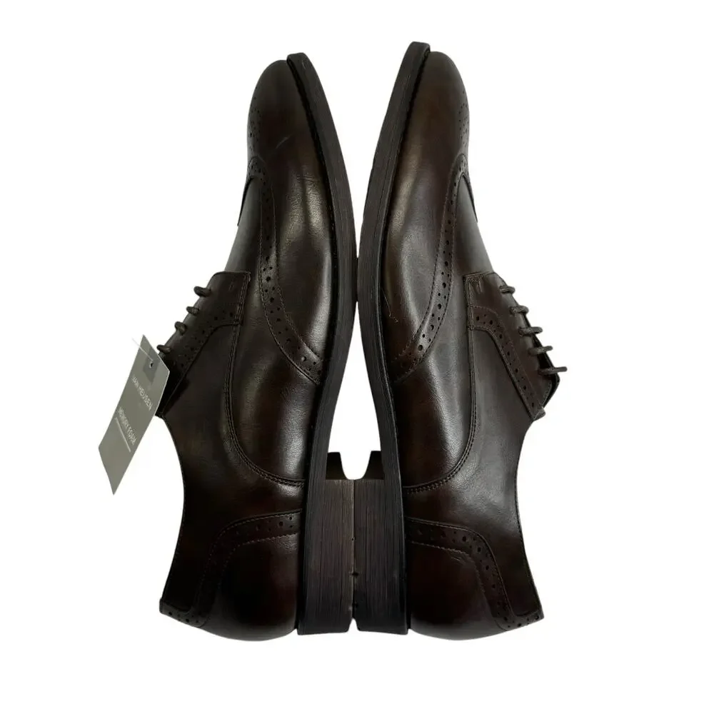 Van Heusen Comfort Wingtip Oxford Cognac Shoes Size 11 M Valiant